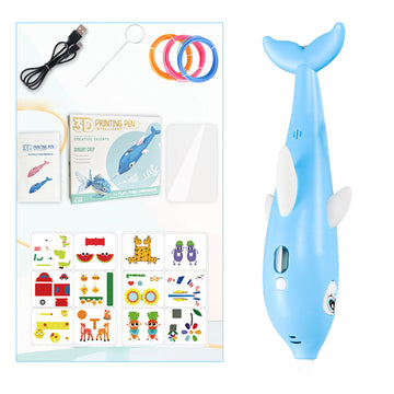 Stylo d'impression 3D 12 feuilles de cahier stylo d'impression 3D dolphin stylo de peinture graffiti tridimensionnel pour enfants